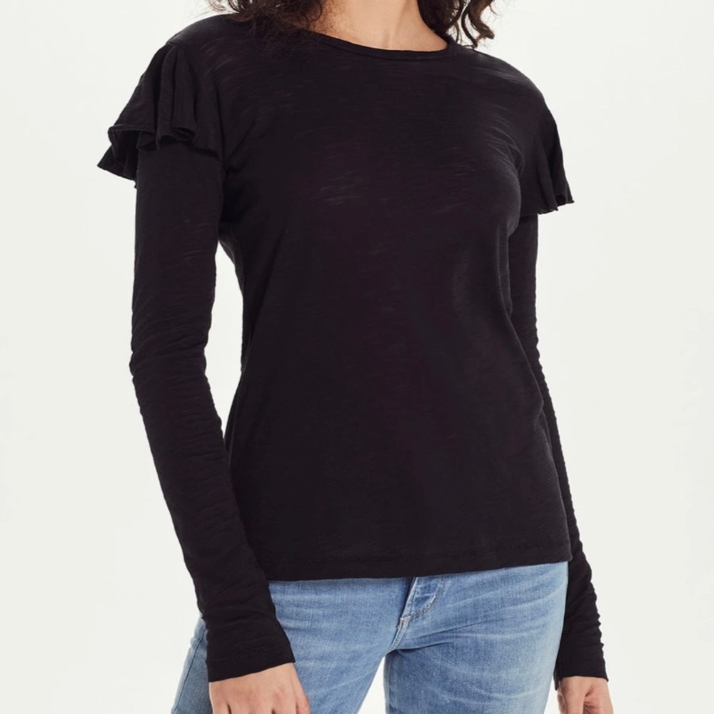 An’ge PARIS Black Long Sleeve top with ruffles